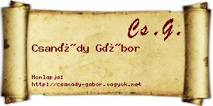 Csanády Gábor névjegykártya